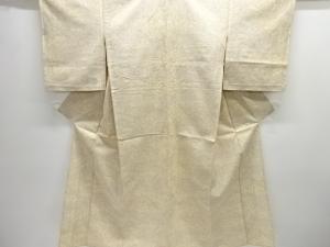 アンティーク　絵皿に花唐草模様織出し手織り紬単衣着物